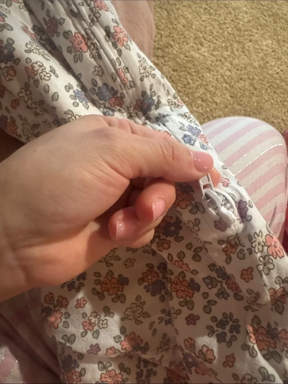 H&M White Floral Sleeveless Sleep Sack with Pink & Blue Flowers